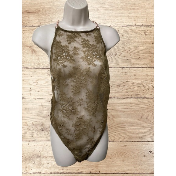 NWT Savage Fenty Teddy Green Lace Size 2X Sexy Chain Cutout Cheeky Rihanna - Picture 1 of 8